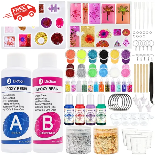 Resin Kit for Beginners with Molds Epoxy Resin Starter Kit with Pigment
