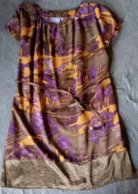 Simply Vera Wang Women’s Shift Belted Dress Size XL Abstract Purple Green