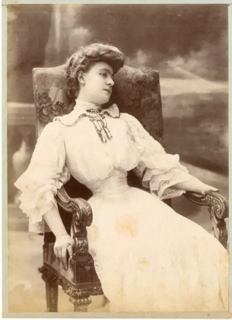 Fashion, Women in Lace Dress, ca.1890, Vintage Albumen Print Vintage Albumen