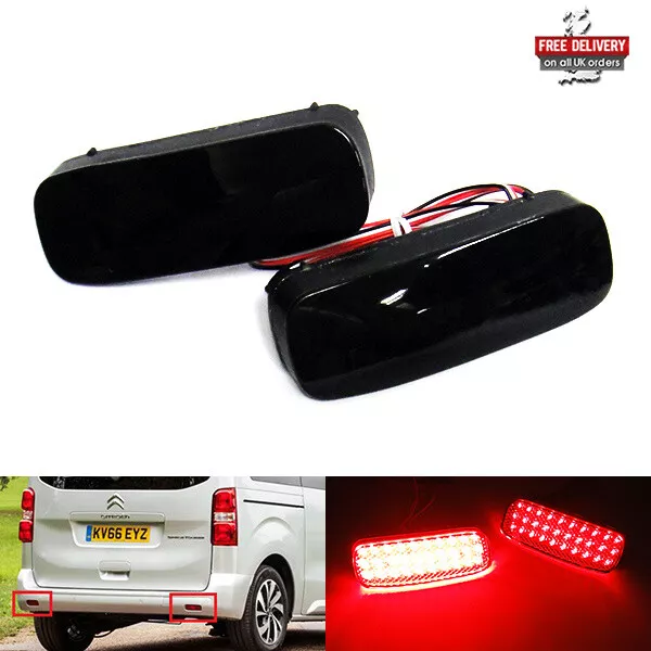 2x Luz de freno trasera LED reflectora de parachoques negra para Citroen C1 C5 Dispatch Expert