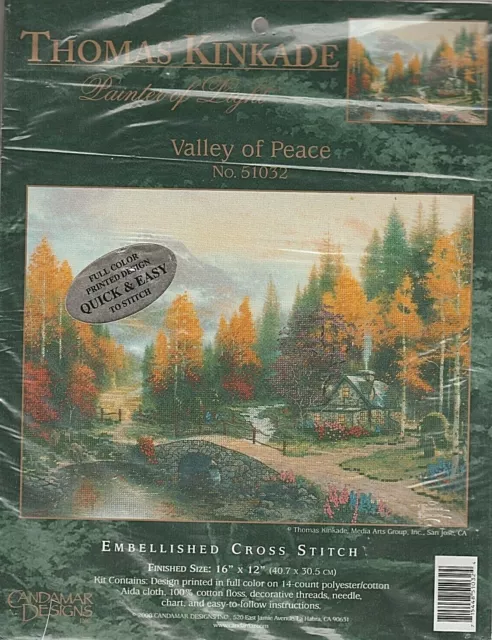 THOMAS KINKADE - VALLEY OF PEACE - Embellished Cross Stitch Kit CANDAMAR DESIGNS