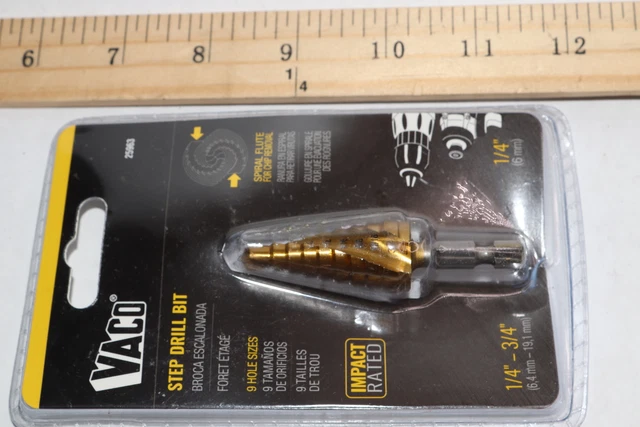 Vaco Spiral Double-Fluted Step Drill Bit 1/4" 25963 3