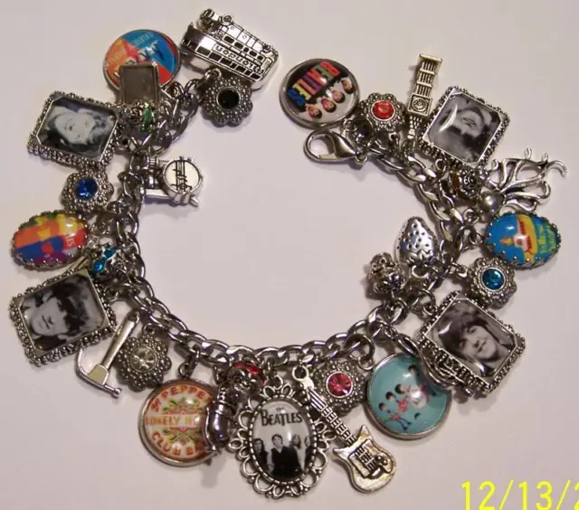 The Beatles Inspired Charm Bracelet Hand Crafted Glass Dome