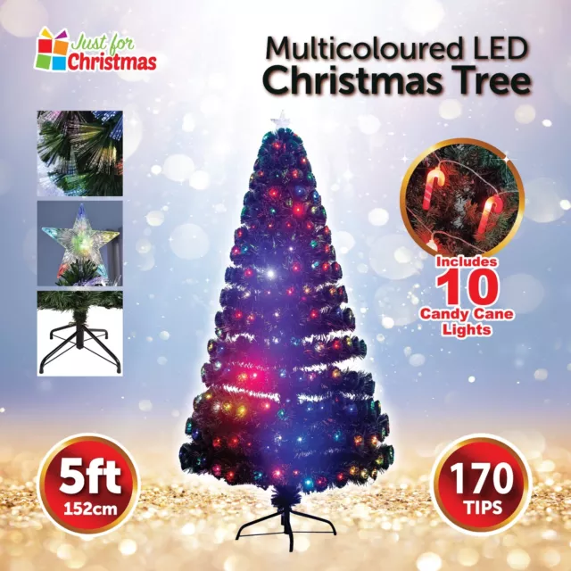 Pre Lit Christmas Tree Fiber Optic Led 5ft Artificial Light Xmas Inc Metal Stand