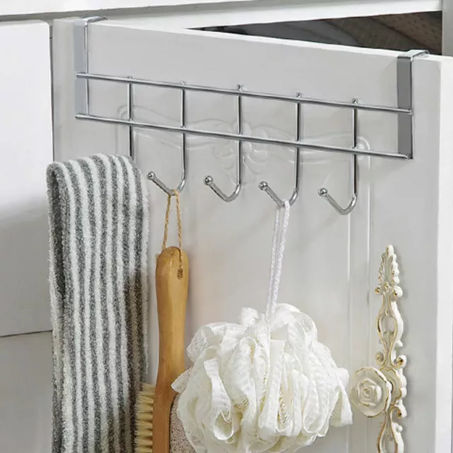 5 Hooks Bathroom Towel Holder Kitchen Over Door Hanger Coat Rack Shelf Home