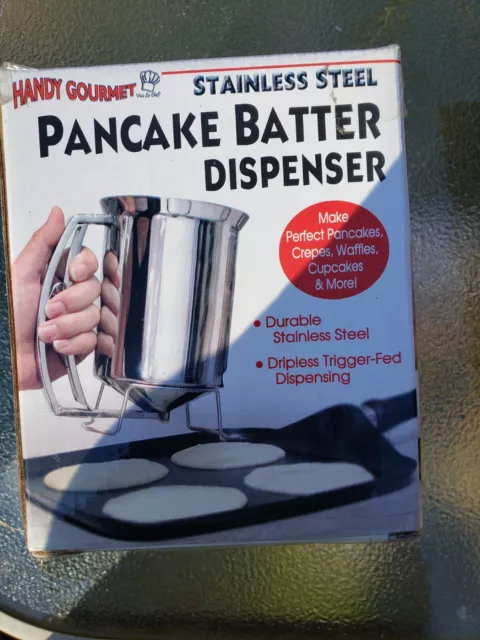 NIB Pancake Batter Dispenser Stainless Steel Donut Cupcake Waffle Batter Funnel