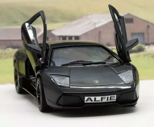 PERSONALISED PLATE Black Lamborghini Toy Car Boys Dad Model Birthday Present