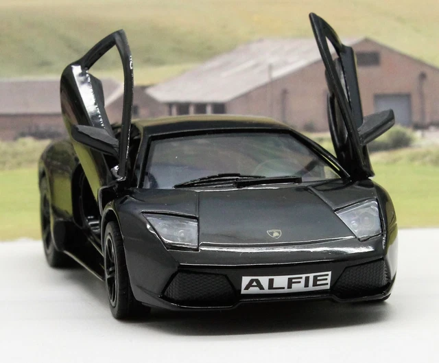 PERSONALISED PLATE Black Lamborghini Toy Car Boys Dad Model Birthday Present