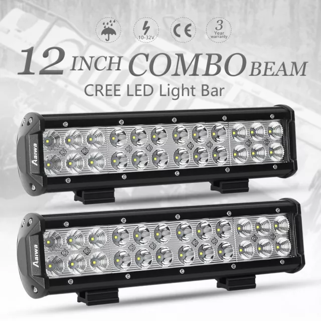 2x 12 inch 240W  LED Light Bar Spot Flood Work Driving Lamp Offroad 4WD 4x4
