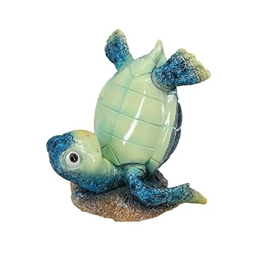 SEAKINGDOM YHH Decorative Resin Sea Turtle Statue. Lovely Baby Seaturtle Blue2
