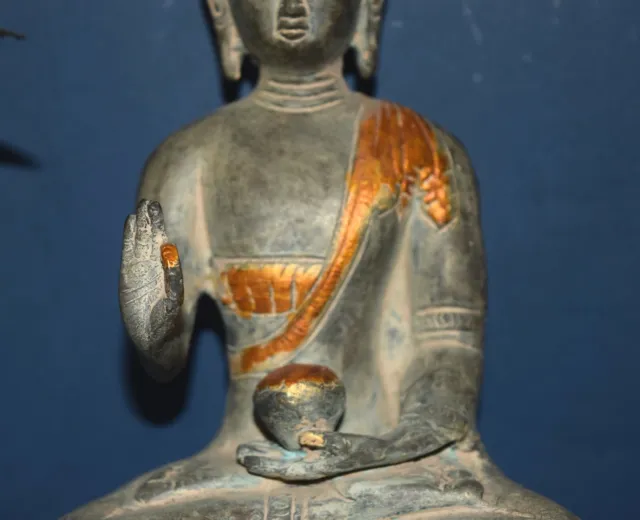 Brass Blessing Buddha Statue 19th Century Old Vintage Meditation Figurine EK981 3