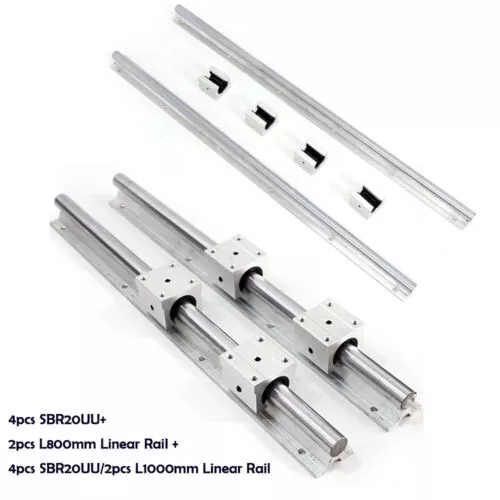 2X SBR20 800-1000mm Linear Silde Rail Guide Welle+4X SBR20UU Lager Block SET