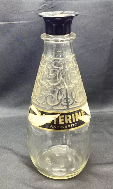 1962 Old Glass LISTERINE Antiseptic Bottle with Cap — rare 1960s