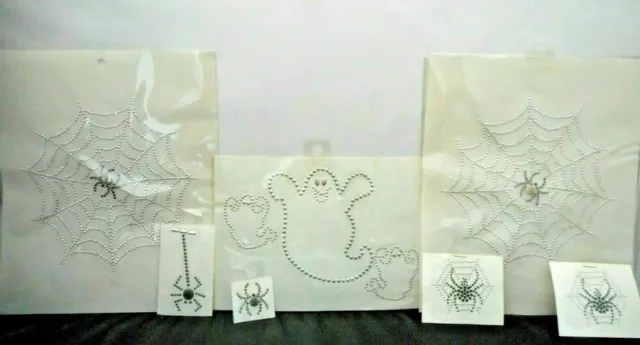 Halloween Decorative Rhinestone Appliques Lot of 7 Iron-On Hot-Fix Transfers #1