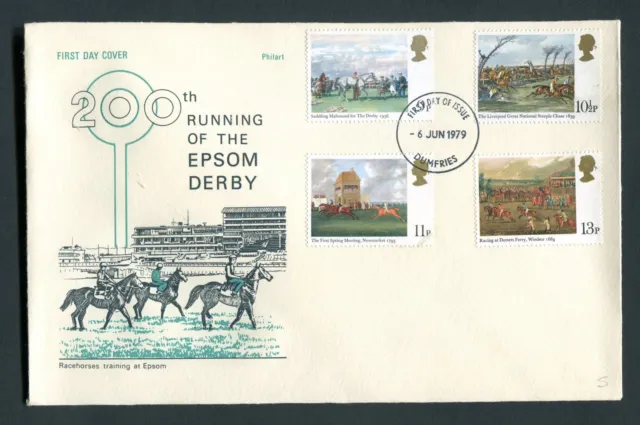 1979 Horseracing Derby FDC. Philart, Dumfries First Day Cover. SG 1087-1090