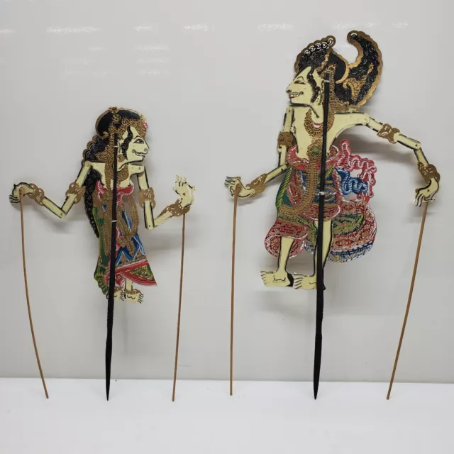 Vintage Indonesian Puppets Darmawangsa Wayang Kulit Balinese Wayang Signed