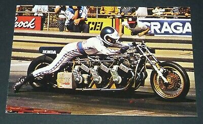 #30 Russ Collins Pilote Moto Dragster Carte Cpa Grand Prix Vanderhout Fks 1976
