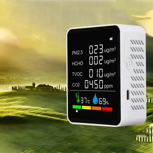 Umidità Tester Aria Qualità Monitor ABS CO2 Four-Color Allarme Temperature