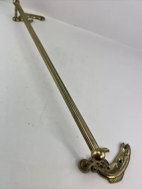 Vintage Ornate Solid Brass Fish Kitchen & Bath Towel Rack 18'' Rod