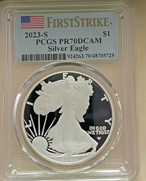 2023-S Proof $1 American Silver Eagle PCGS PR70DCAM FS Flag Label