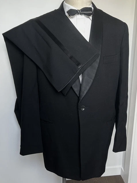 Tuta da uomo smoking due pezzi colletto scialle vintage tedesca 42 L lana