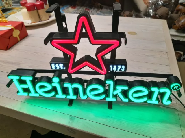 Insegna luminosa al led effetto neon vintage - reclame birra Heineken