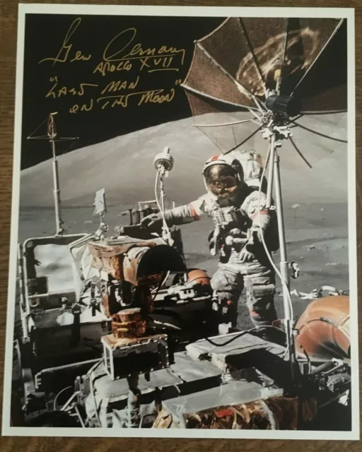 Gene Cernan Apollo 17 Signed 8 x 10 Lunar Rover Photo *Zarelli Space LOA*