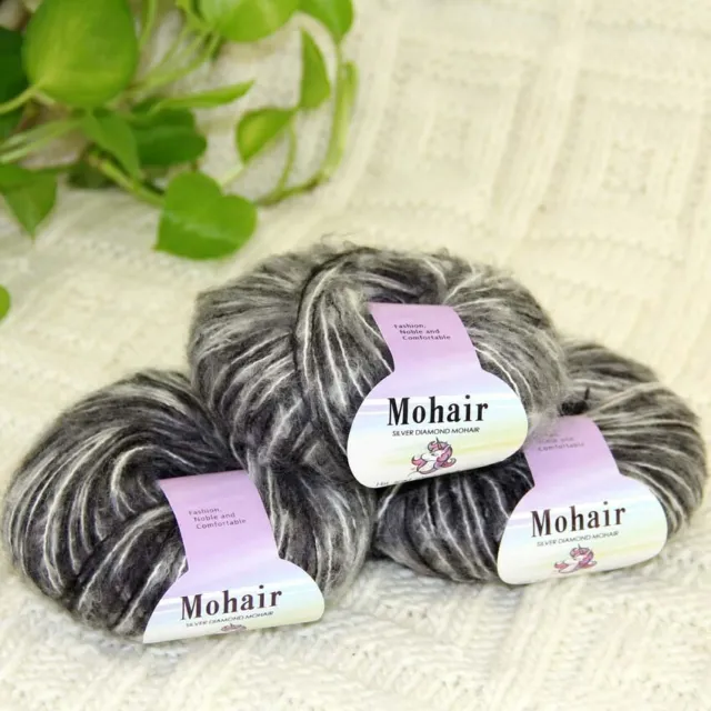 Sale 3BallsX25gr Fluffy Soft Mohair Lace Shawl Rugs Blankets Crocheted Yarn 56