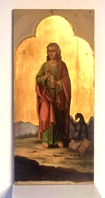 Biedermeier Gemälde Evangelist Johannes Heiligen Tafelbild 19. Jh. Kirche (23)