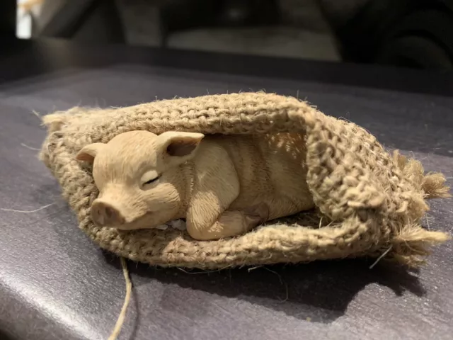 Süße Schweinchen-Figur im Jute-Sack😍 Ferkel/Schwein schlafend