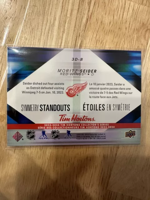 2023-24 UD Tim Hortons Symmetry Standouts #3D-8 Moritz Seider 3D8 FREE SHIPPING!