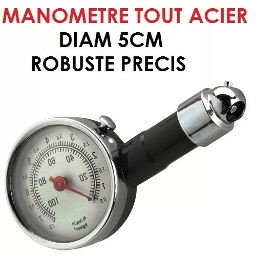 Top! Robuste & Precis Manometre Diam 5Cm Tout Acier Special Bateau Remorque