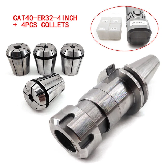 CAT40-ER32 Floating Tap Tool Holder w/ 4x Collet Chuck Kit 4" Lathe Holder Set