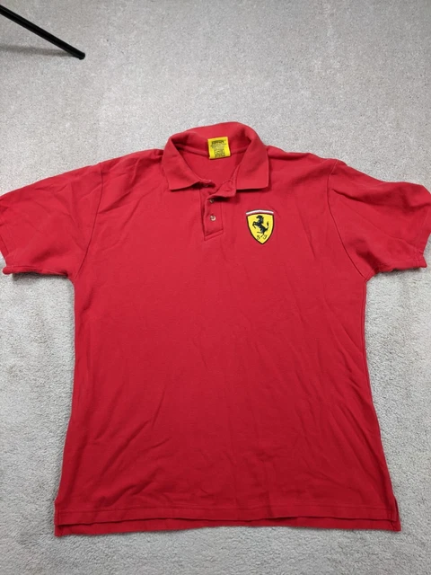 Vintage Ferrari Polo Shirt Mens Extra Large Red Scuderia Racing Formula 1 90s