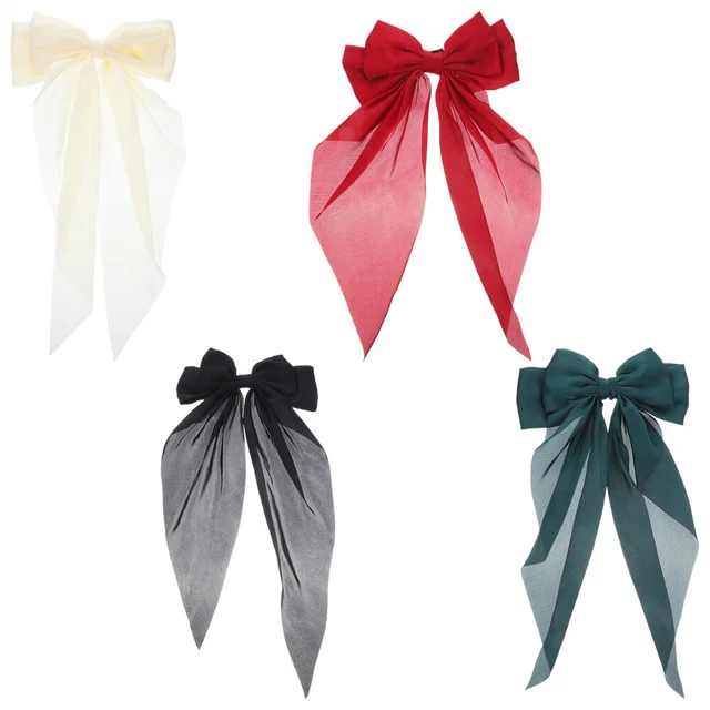4 pezzi fermacapelli donna, fiocco grande, fermacapelli, coda lunga,