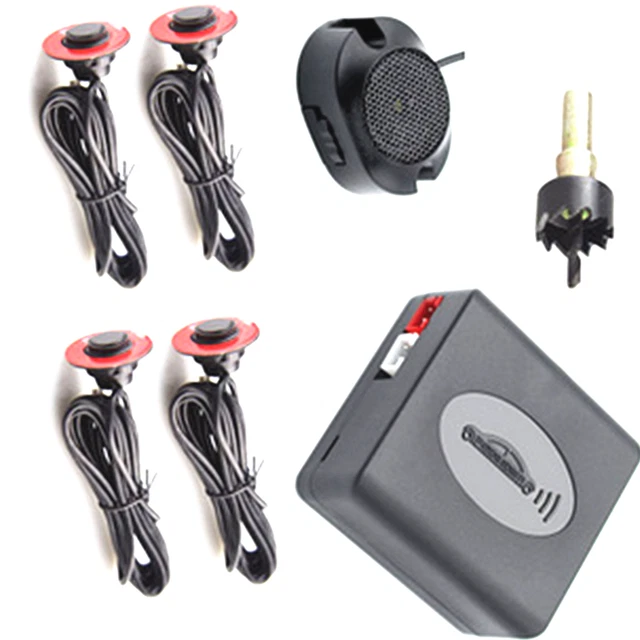 4 Flat Hidden Parking Sensors Car Reverse Backup Radar Sound Buzzer Alarm System