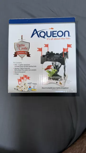Betta Castle Aquarium Fish Tank Kit, Black, Half Gallon