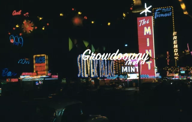 Orig Las Vegas Night 1961 Downtown Street Scene 35mm Photo Slide Silver Palace