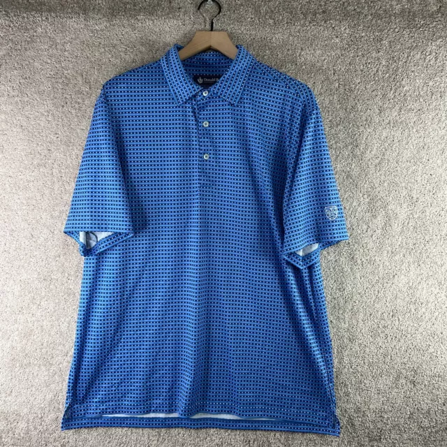 Donald Ross Shirt Mens Large Blue Polo Striped Flint Golf Club Stars Logo Casual