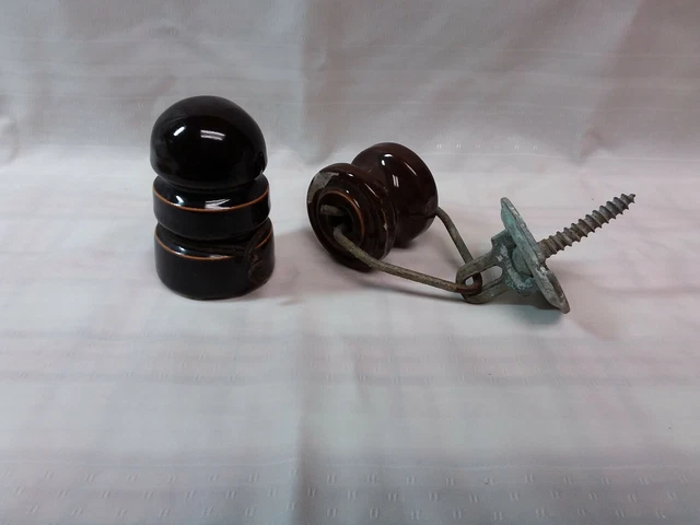 2 Vintage Porcelain/ceramic Brown  Insulators