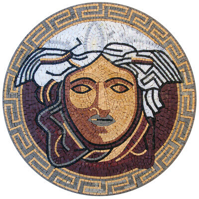 MD163, 31.5" Medusa Medallón de mosaico arte hecho a mano