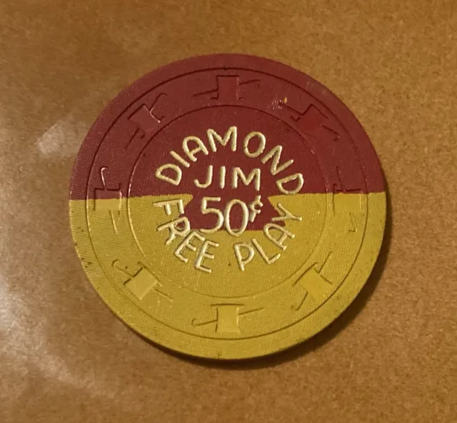 .50 Cent Diamond Jim Red Yellow Casino Chip ** Las Vegas NV
