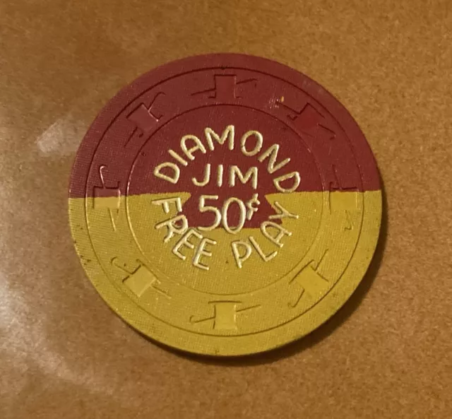 .50 Cent Diamond Jim Red Yellow Casino Chip ** Las Vegas NV .50 Cent Diamond Jim Red Yellow Casino Chip ** Las Vegas NV