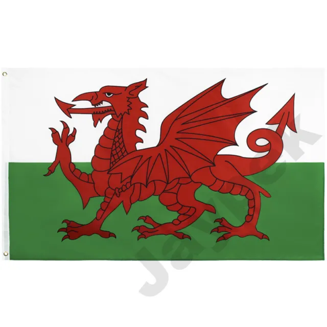 Large Welsh Flag 5ft x 3ft Wales National Red Dragon Rugby Football Caravan 5x3