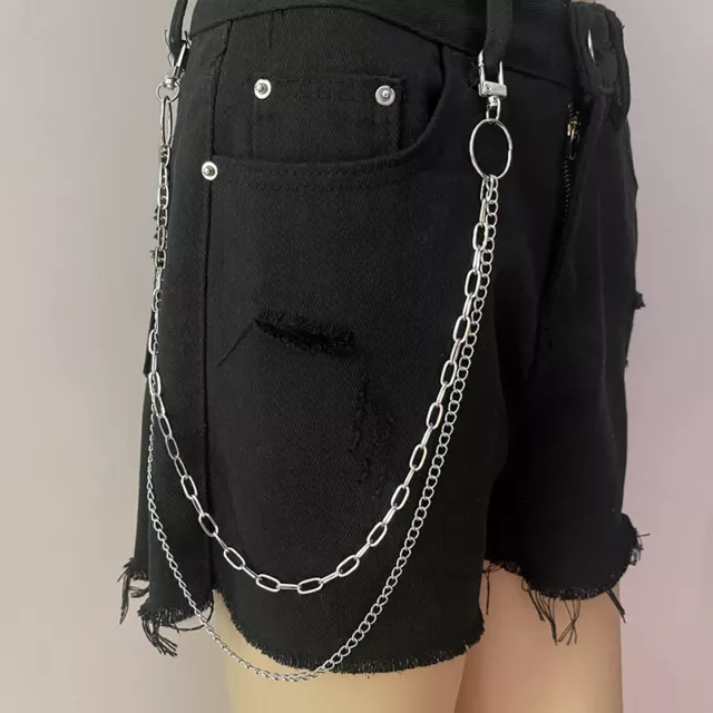 Vintage Long Metal Rock Trousers Hipster Pant Keychain Ring Clip Tassel Keyr BII
