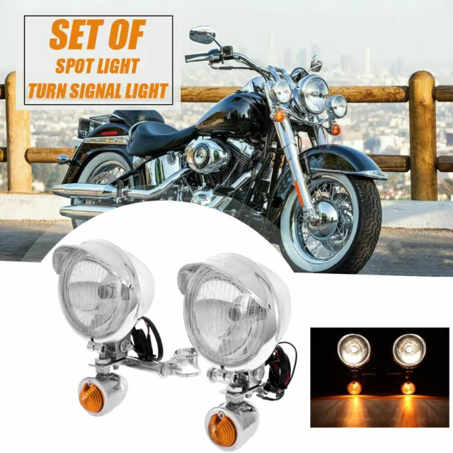 Motorcycle Turn Signal Driving Spot Light Bar Fog lights Set hardward For Harley