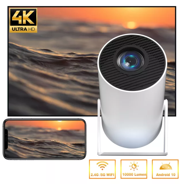 4K UHD LED Android Projector 5G WiFi Bluetooth Office Home Theater HDMI USB Mini