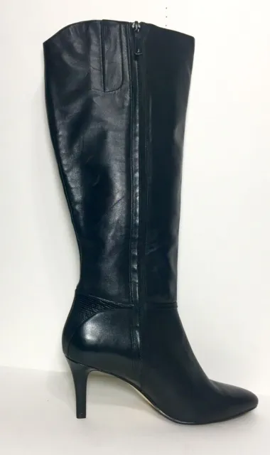 New $298 Cole Haan Garner black Leather Snake Embossed Trim Pointed Toe Boots 2