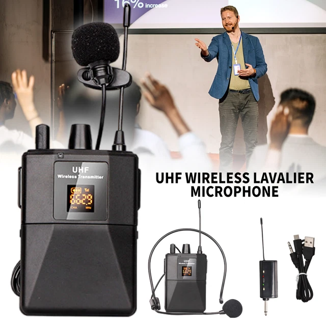 UHF WIRELESS SYSTEM with Headset Mic/Lavalier Lapel Mics+Bodypack