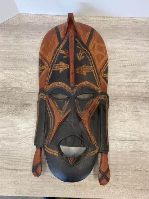 Large Primitive Tribal Vintage African Mask Hand Carved Wood Native Art Kenya
